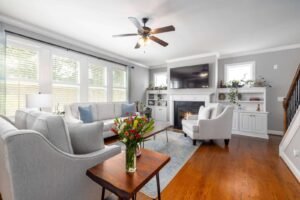A beautifully organized and spotless residential living space following a professional recurring cleaning service in Marietta, GA.